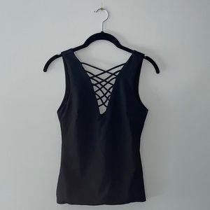 NWOT BEBE Black Criss Cross Top
